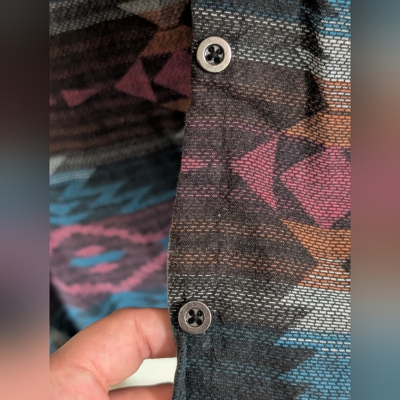 BKE Buckle NWT Aztec Boyfriend Style Button Down Cotton Shirt Long Line - Picture 9 of 13